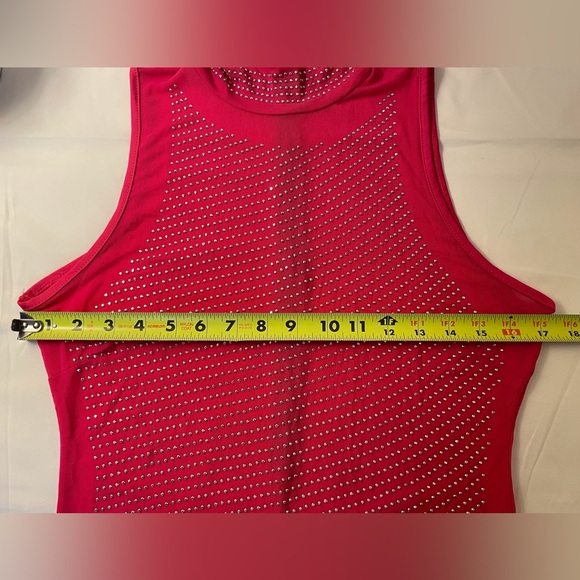 Pink Sequin Embellished Sheer Mesh Sleeveless Bodysuit Size Large - Picture 11 of 15